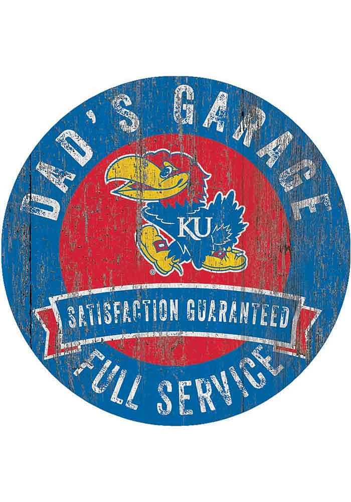 Kansas Jayhawks Dads Garage Sign - Blue