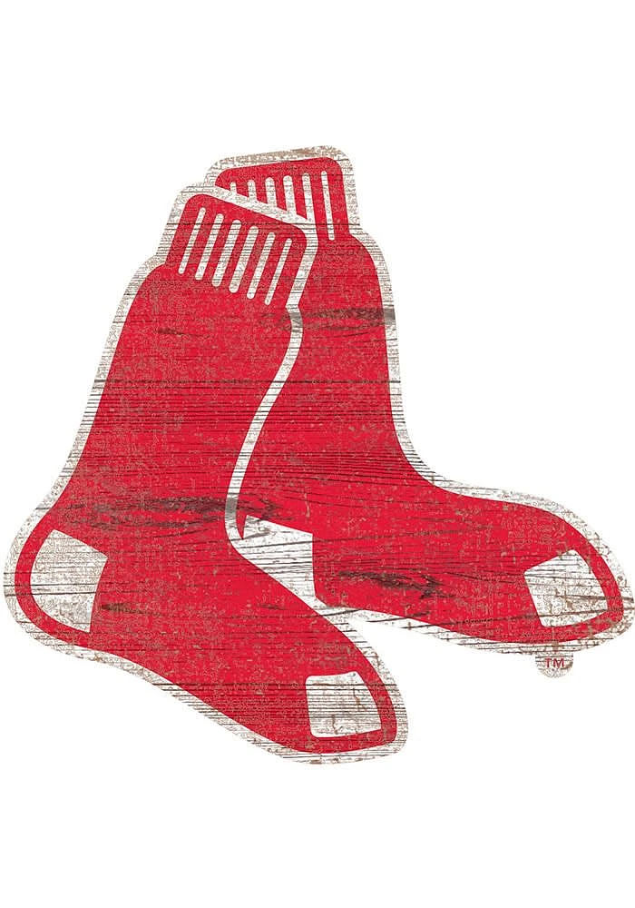 Boston Red Sox Distressed Logo Cutout Sign - Red