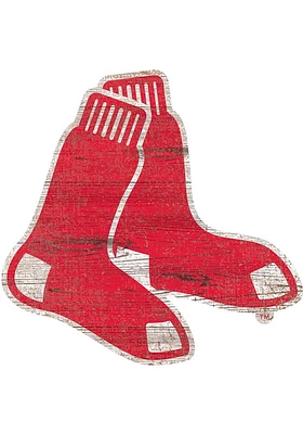 Boston Red Sox Distressed Logo Cutout Sign - Red