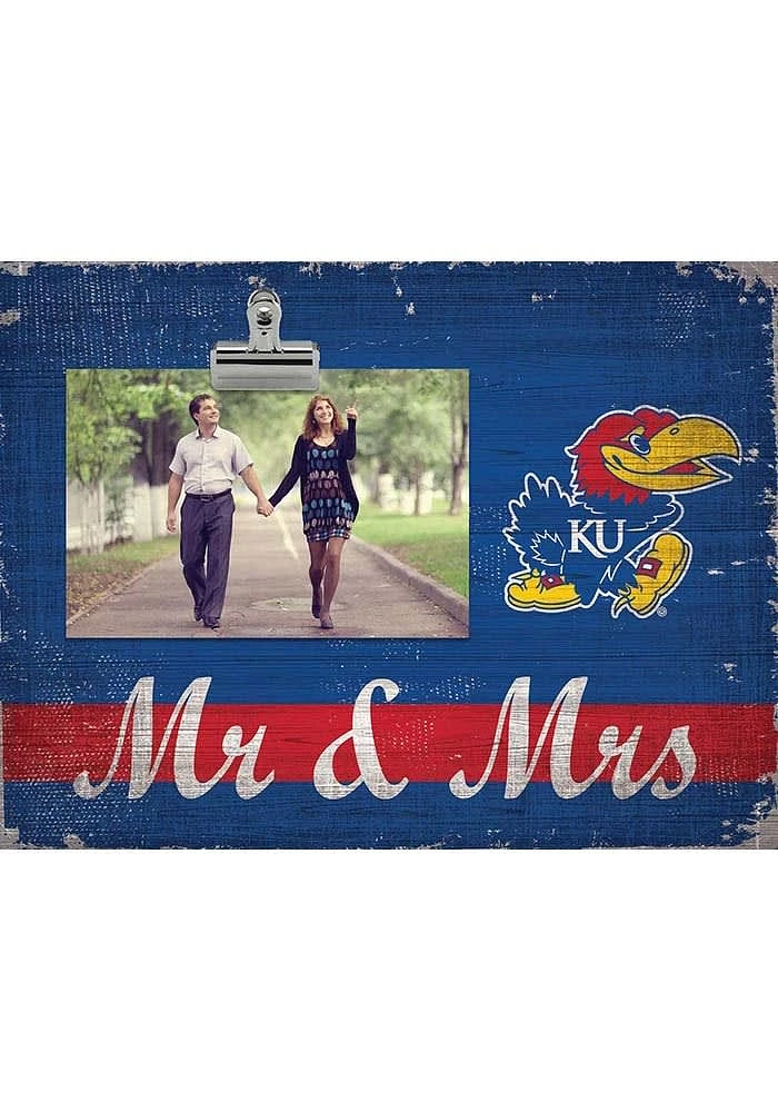 Kansas Jayhawks Mr and Mrs Clip Picture Frame - Blue