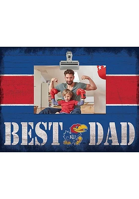 Kansas Jayhawks Best Dad Striped Clip Picture Frame - Blue
