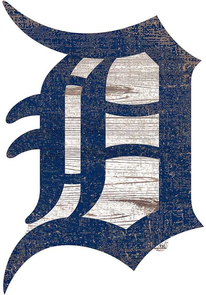 Detroit Tigers Distressed Logo Cutout Sign - Blue