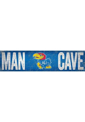 Kansas Jayhawks Man Cave 6x24 Sign - Blue