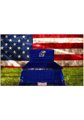 Kansas Jayhawks Patriotic Retro Truck Sign - Blue