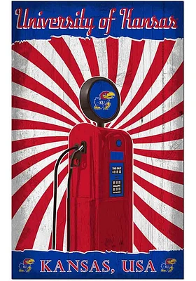 Kansas Jayhawks Retro Pump Location Sign - Blue
