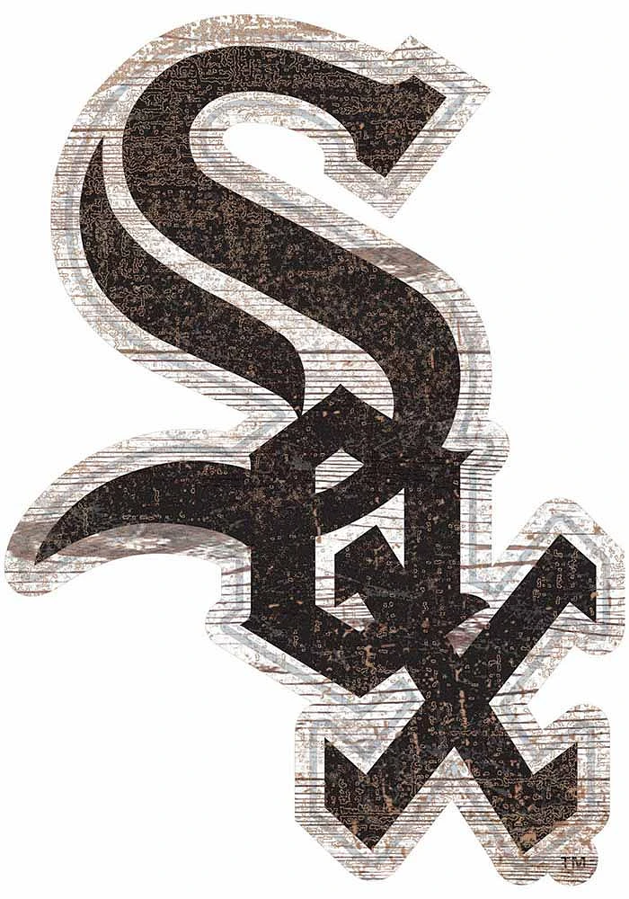 Chicago White Sox Distressed Logo Cutout Sign - Black