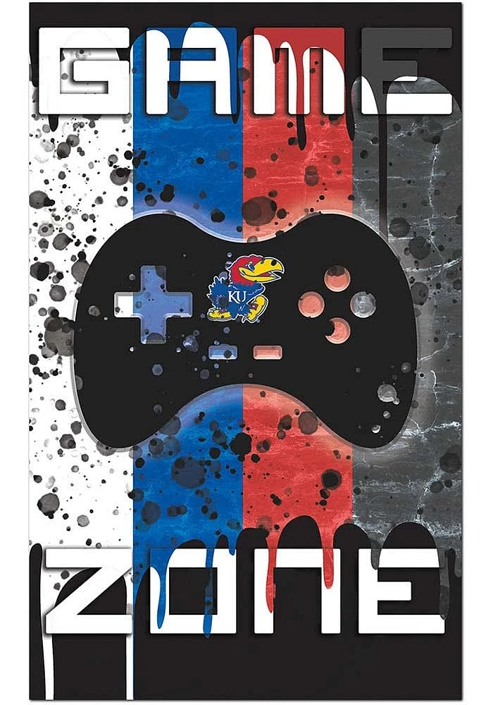 Kansas Jayhawks Grunge Game Zone Sign - Blue