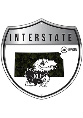 Kansas Jayhawks 24in OHT Camo Interstate Sign - Blue