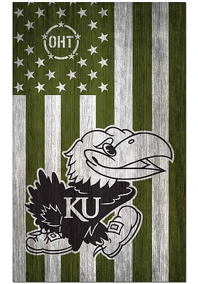 Kansas Jayhawks 11x19 OHT Military Flag Sign - Blue