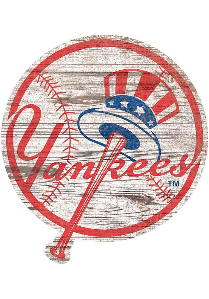 New York Yankees Distressed Logo Cutout Sign - Blue