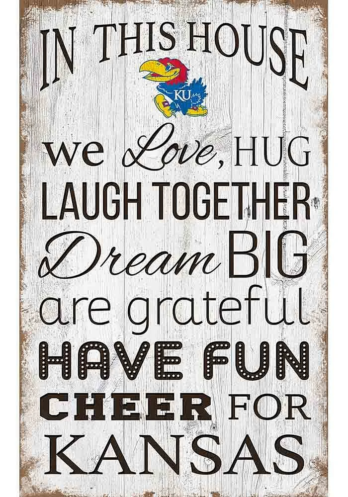 Kansas Jayhawks In This House 11x19 Sign - Blue