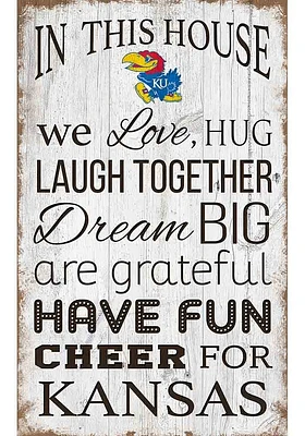 Kansas Jayhawks In This House 11x19 Sign - Blue