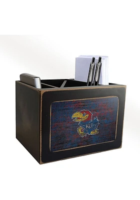 Kansas Jayhawks Distressed Desktop Organizer Desk Accessory