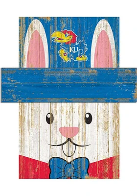 Kansas Jayhawks Easter Bunny Head Sign - Blue