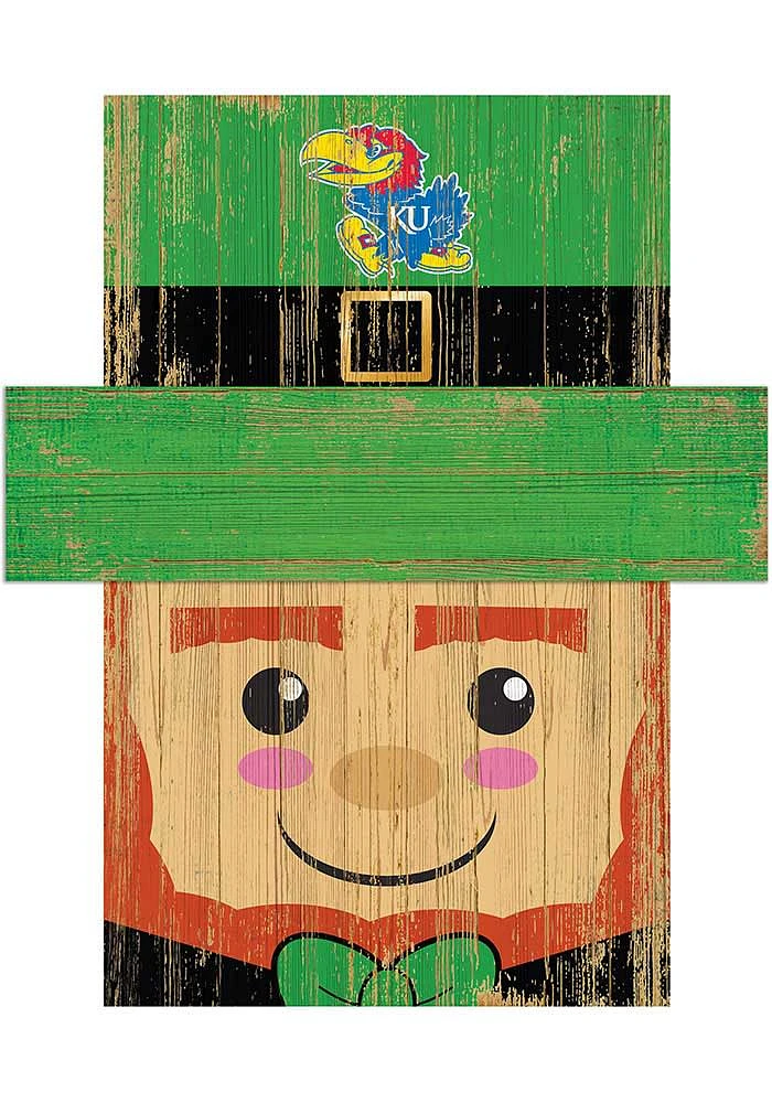 Kansas Jayhawks Leprechaun Head Sign - Blue