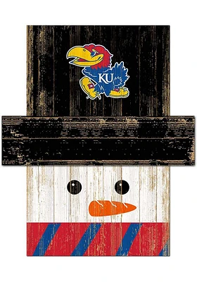 Kansas Jayhawks Snowman Head Sign - Blue