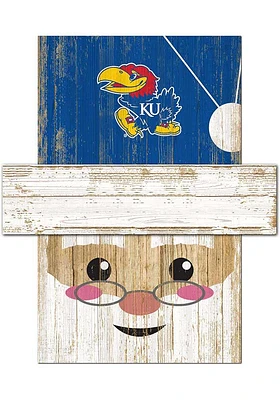 Kansas Jayhawks Santa Head Sign - Blue