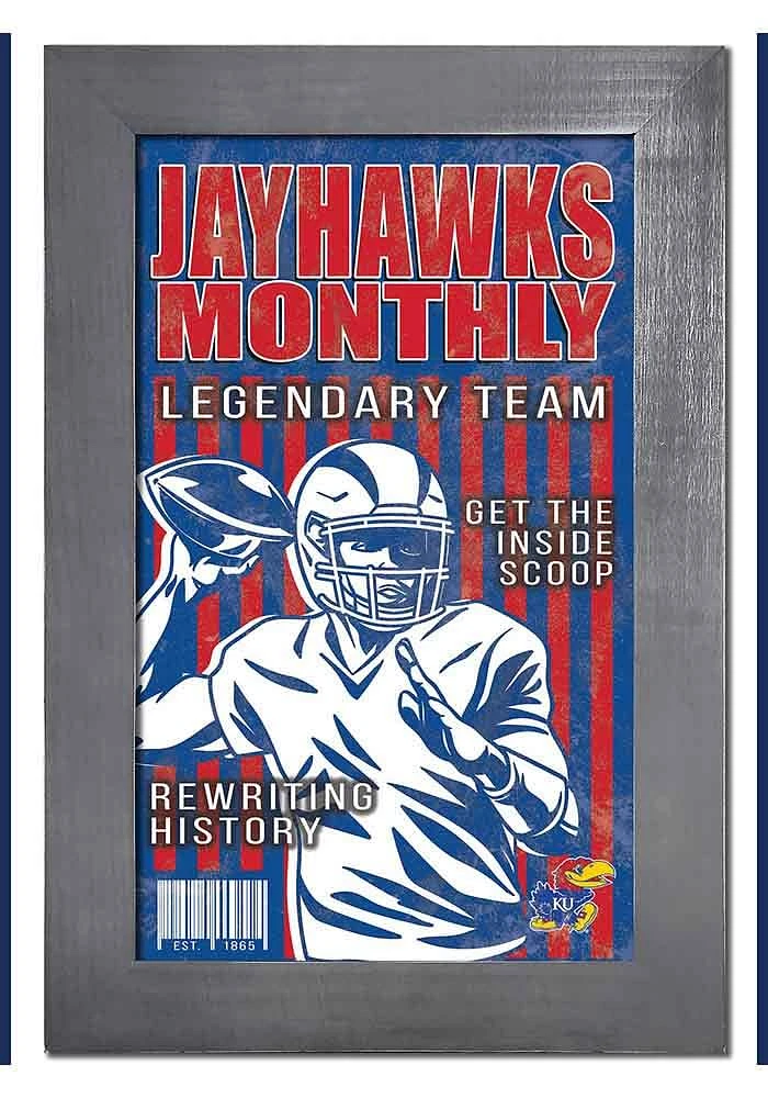 Kansas Jayhawks 11x19 Framed Monthly Sign - Blue