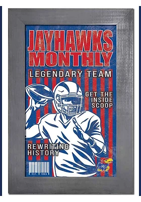 Kansas Jayhawks 11x19 Framed Monthly Sign - Blue