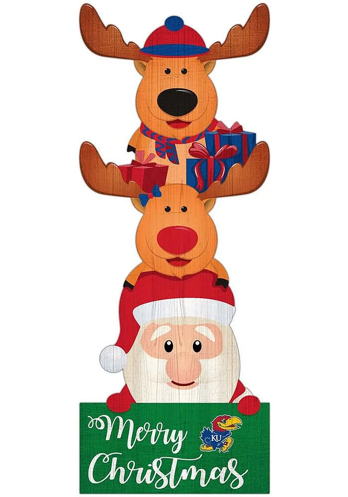 Kansas Jayhawks 31 Inch Santa Stack Leaner Sign - Blue