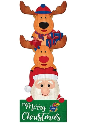 Kansas Jayhawks 31 Inch Santa Stack Leaner Sign - Blue