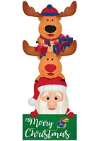 Kansas Jayhawks 31 Inch Santa Stack Leaner Sign - Blue