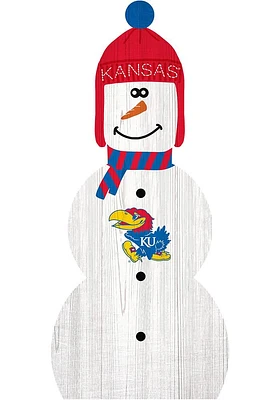 Kansas Jayhawks Snowman Leaner Sign - Blue