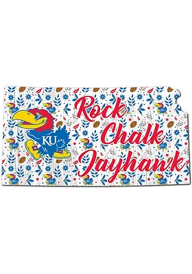 Kansas Jayhawks 24 Inch Floral State Wall Art - Blue