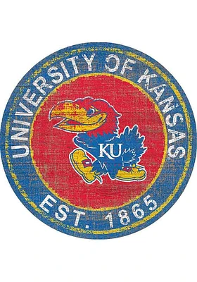Kansas Jayhawks Round Heritage Logo Sign - Blue