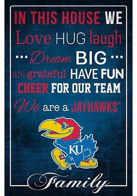 Kansas Jayhawks In This House 17x26 Sign - Blue