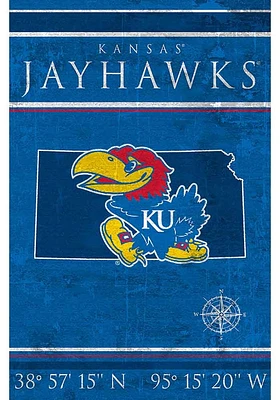Kansas Jayhawks Coordinates 17x26 Sign - Blue