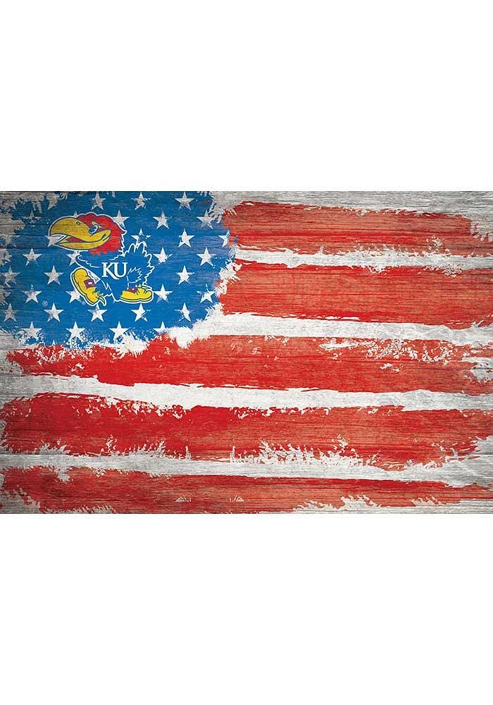 Kansas Jayhawks Flag 17x26 Sign - Blue