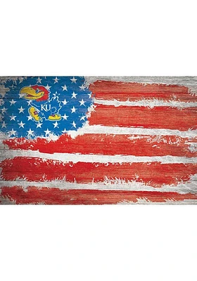Kansas Jayhawks Flag 17x26 Sign - Blue