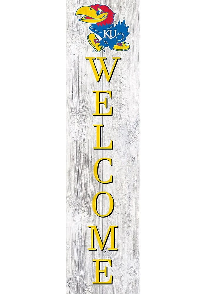 Kansas Jayhawks 48 Inch Welcome Leaner Sign - Blue