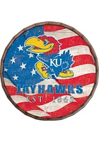 Kansas Jayhawks Flag 24 Inch Barrel Top Sign - Blue
