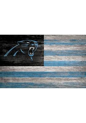 Carolina Panthers Distressed Flag 11x19 Sign - Black