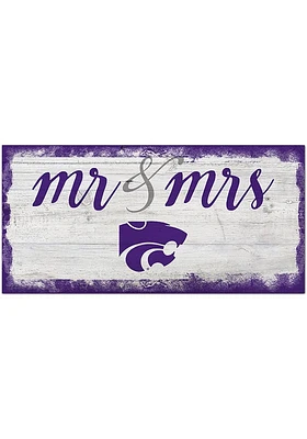K-State Wildcats Script Mr and Mrs Sign - Purple