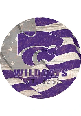 K-State Wildcats 24in Flag Circle Sign - Purple
