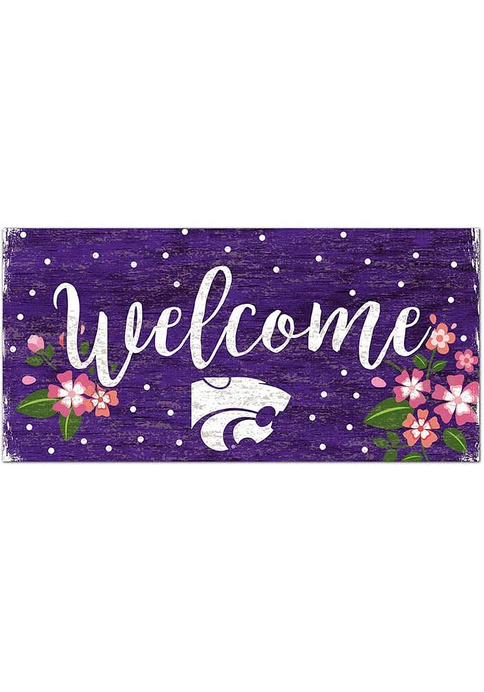 K-State Wildcats Welcome Floral Sign - Purple
