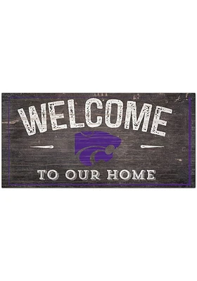 K-State Wildcats Welcome Distressed Sign - Purple