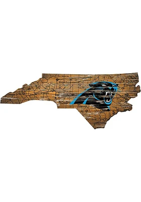 Carolina Panthers Distressed State 24 Inch Sign - Brown