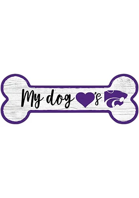 K-State Wildcats Dog Bone 6x12 Sign - Purple