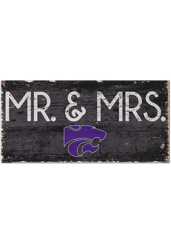 K-State Wildcats Mr and Mrs Sign - Purple