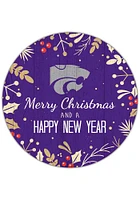 K-State Wildcats Merry Christmas and New Year Circle Sign - Purple