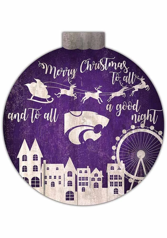 K-State Wildcats Christmas Village Sign - Purple