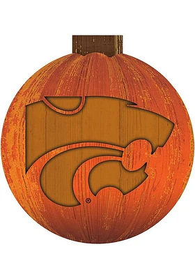 K-State Wildcats Halloween Pumpkin Sign - Orange