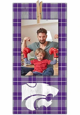 K-State Wildcats Plaid Clothespin Sign - Purple