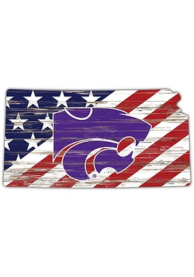 K-State Wildcats 12 Inch USA State Cutout Sign - Purple