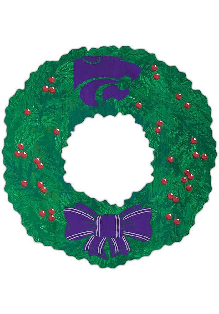 K-State Wildcats Team Wreath 16 Inch Sign - Purple