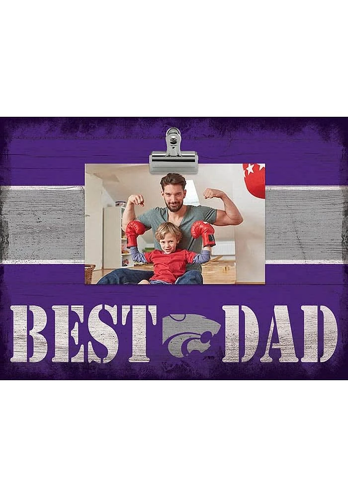 K-State Wildcats Best Dad Striped Clip Picture Frame - Purple